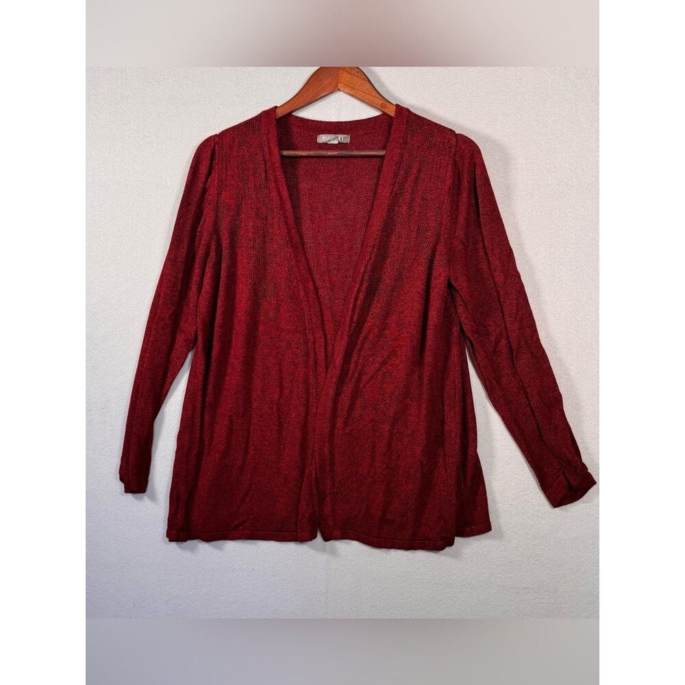 Roz & Ali Maroon Cardigan Women’s Size 1X Lightweight